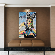 Kate Moss Bunny Canvas Painting - Pop Art by Alec Monopoly-MinimalisticDecor.com