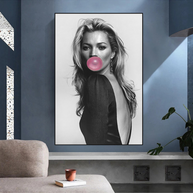 Kate Moss Fashion Model Chewing Gum Canvas Wall Art-MinimalisticDecor.com