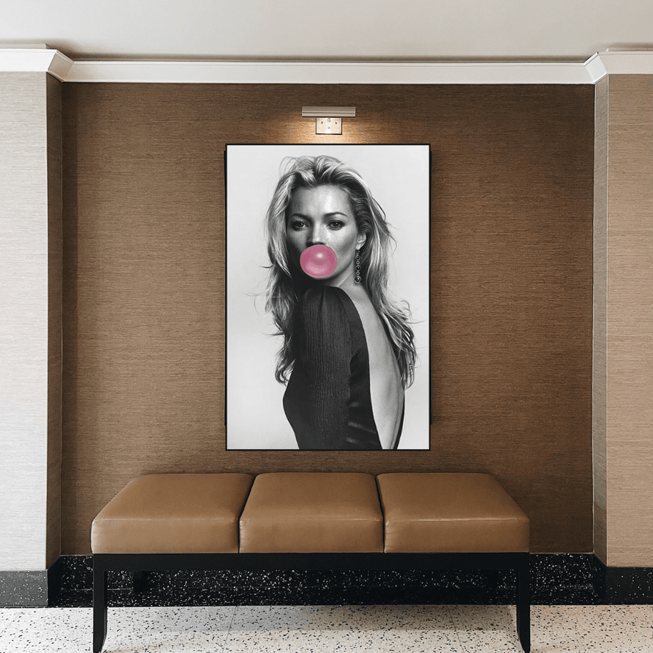 Kate Moss Fashion Model Chewing Gum Canvas Wall Art-MinimalisticDecor.com