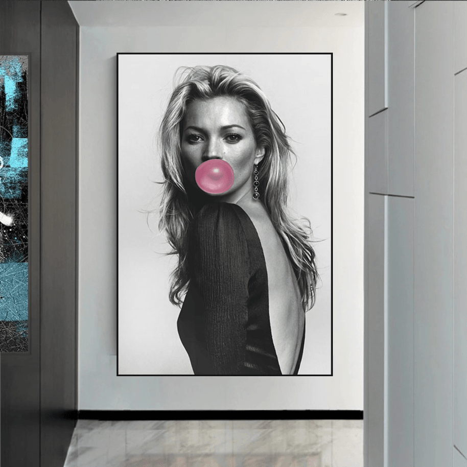 Kate Moss Fashion Model Chewing Gum Canvas Wall Art-MinimalisticDecor.com