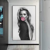 Kate Moss Fashion Model Chewing Gum Canvas Wall Art-MinimalisticDecor.com