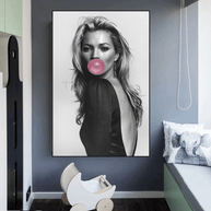 Kate Moss Fashion Model Chewing Gum Canvas Wall Art-MinimalisticDecor.com