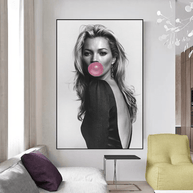 Kate Moss Fashion Model Chewing Gum Canvas Wall Art-MinimalisticDecor.com