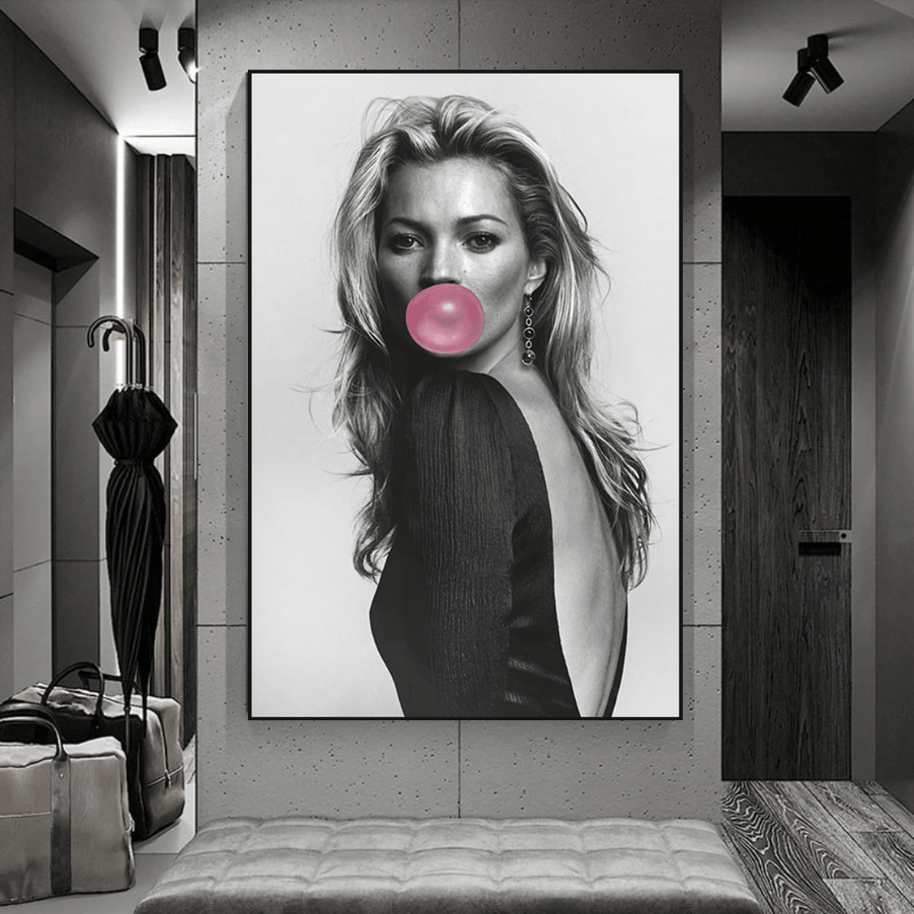 Kate Moss Fashion Model Chewing Gum Canvas Wall Art-MinimalisticDecor.com