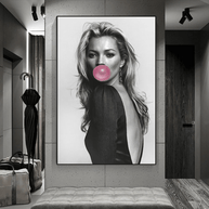 Kate Moss Fashion Model Chewing Gum Canvas Wall Art-MinimalisticDecor.com