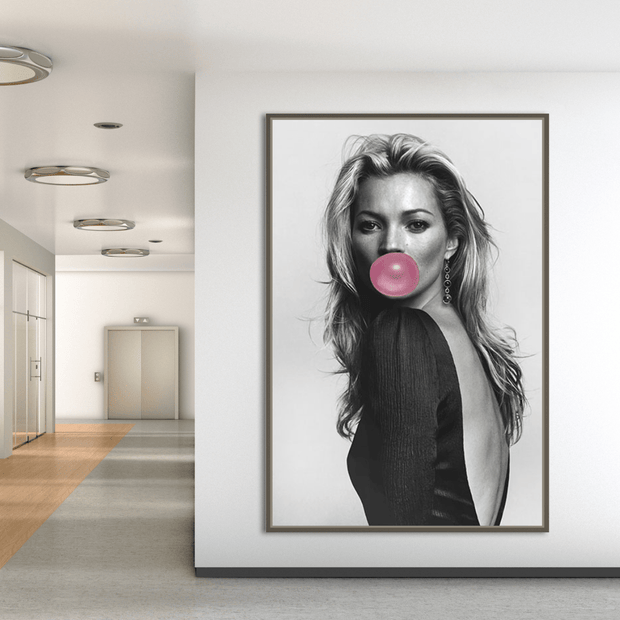 Kate Moss Fashion Model Chewing Gum Canvas Wall Art-MinimalisticDecor.com