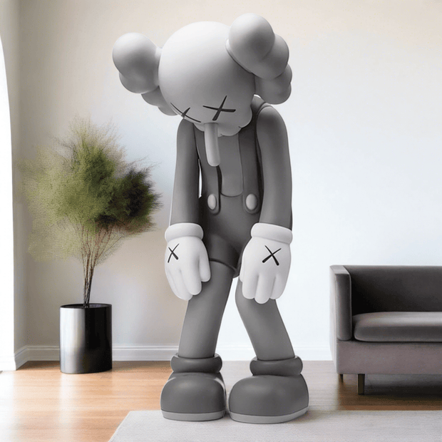 KAWS Small Lie Grey Statue-MinimalisticDecor.com