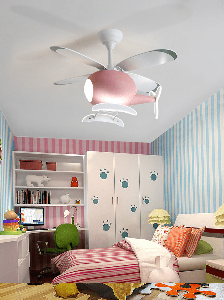 Kids' Helicopter Ceiling Light with Fan – Nursery Fixture-MinimalisticDecor.com