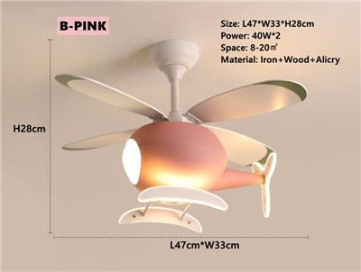 Kids' Helicopter Ceiling Light with Fan – Nursery Fixture-MinimalisticDecor.com