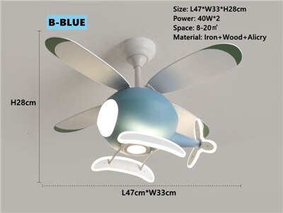 Kids' Helicopter Ceiling Light with Fan – Nursery Fixture-MinimalisticDecor.com