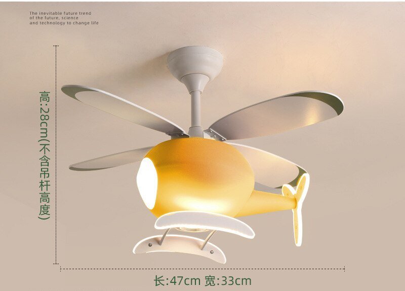 Kids' Helicopter Ceiling Light with Fan – Nursery Fixture-MinimalisticDecor.com