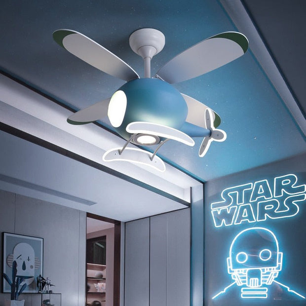 Kids' Helicopter Ceiling Light with Fan – Nursery Fixture-MinimalisticDecor.com