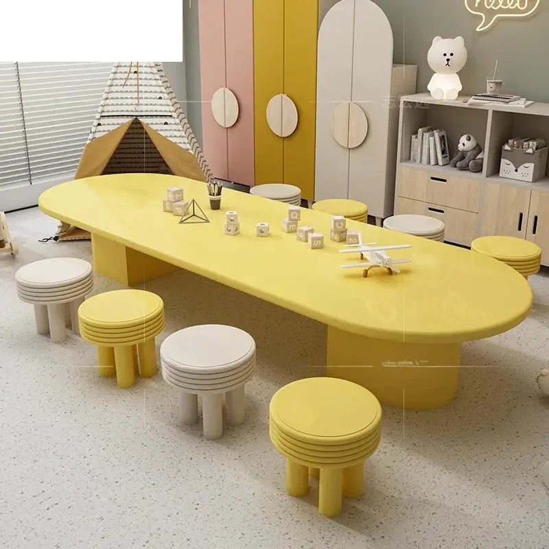 Kids Kindergarten Dining Table Set – Durable Veneer Finish for Nursery Use-MinimalisticDecor.com