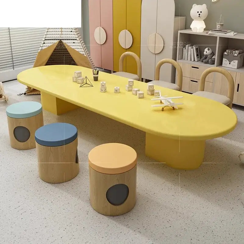 Kids Kindergarten Dining Table Set – Durable Veneer Finish for Nursery Use-MinimalisticDecor.com