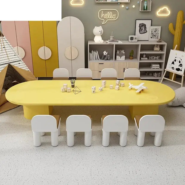 Kids Kindergarten Dining Table Set – Durable Veneer Finish for Nursery Use-MinimalisticDecor.com