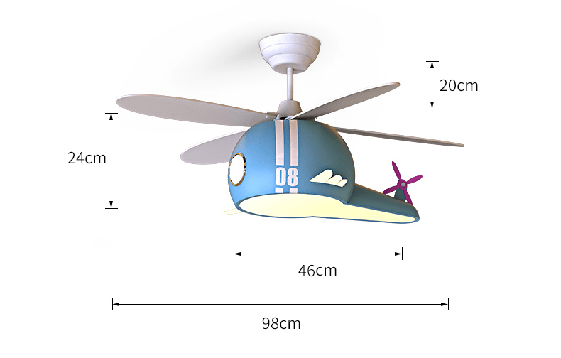 Kids Room Helicopter Ceiling Fan with Light – Art Deco Style-MinimalisticDecor.com