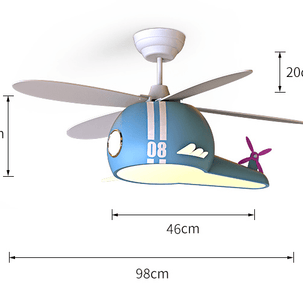 Kids Room Helicopter Ceiling Fan with Light – Art Deco Style-MinimalisticDecor.com