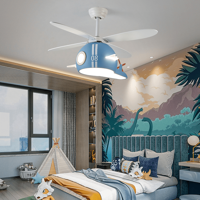 Kids Room Helicopter Ceiling Fan with Light – Art Deco Style-MinimalisticDecor.com