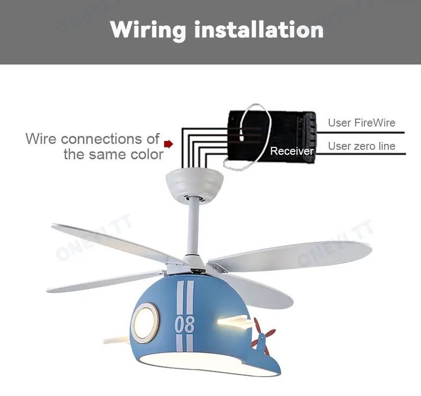 Kids Room Helicopter Ceiling Fan with Light – Art Deco Style-MinimalisticDecor.com
