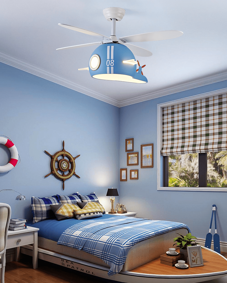 Kids Room Helicopter Ceiling Fan with Light – Art Deco Style-MinimalisticDecor.com