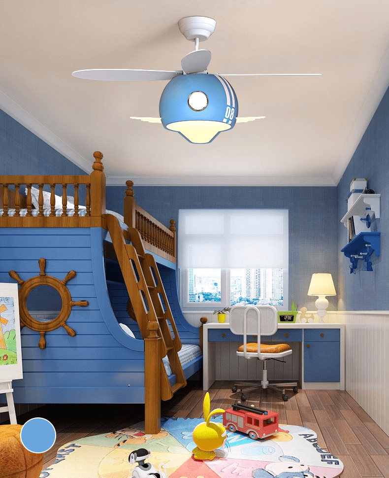 Kids Room Helicopter Ceiling Fan with Light – Art Deco Style-MinimalisticDecor.com