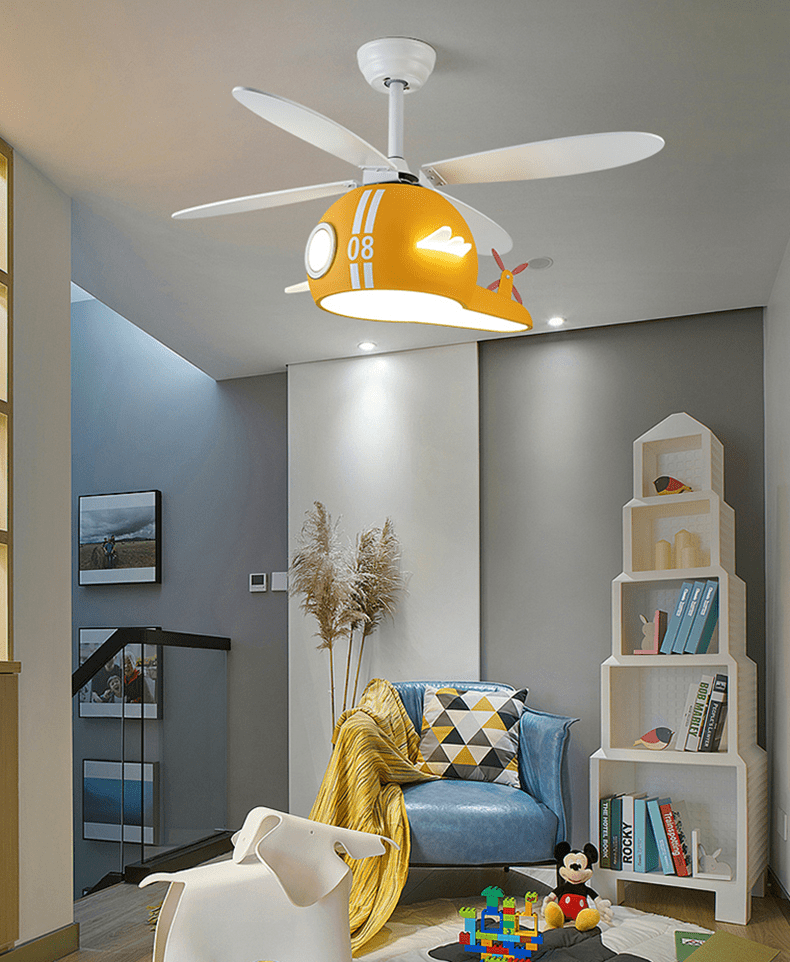 Kids Room Helicopter Ceiling Fan with Light – Art Deco Style-MinimalisticDecor.com