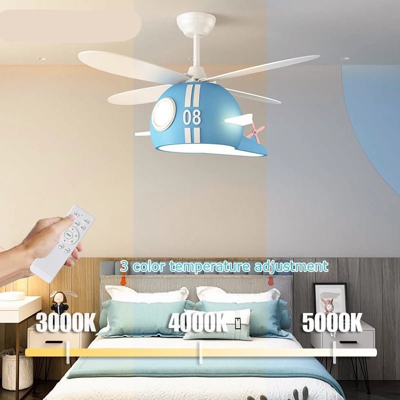 Kids Room Helicopter Ceiling Fan with Light – Art Deco Style-MinimalisticDecor.com