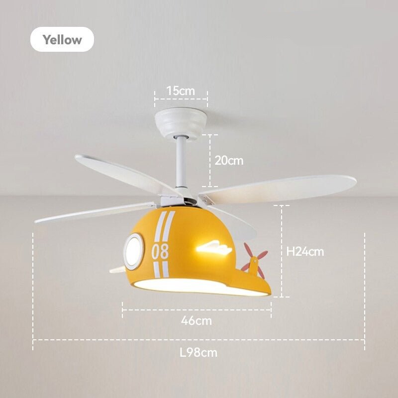 Kids Room Helicopter Ceiling Fan with Light – Art Deco Style-MinimalisticDecor.com