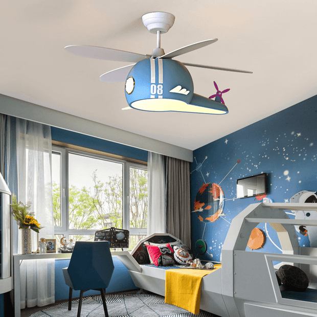 Kids Room Helicopter Ceiling Fan with Light – Art Deco Style-MinimalisticDecor.com