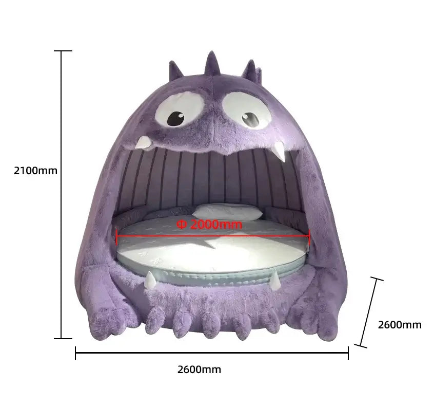 Kids Room Monster King-Size Round Upholstered Bed – 2m Diameter-MinimalisticDecor.com