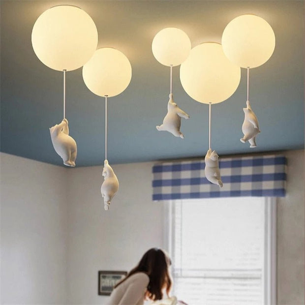 Kids Teddy Bears Holding Balloons Ceiling Light | Kids Room Decor Lights-MinimalisticDecor.com