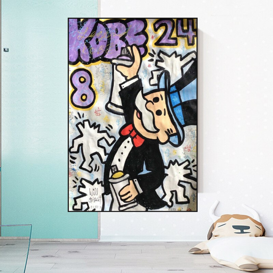 Kobe: Mr Monopoly Canvas Wall Art – Exclusive Design-MinimalisticDecor.com
