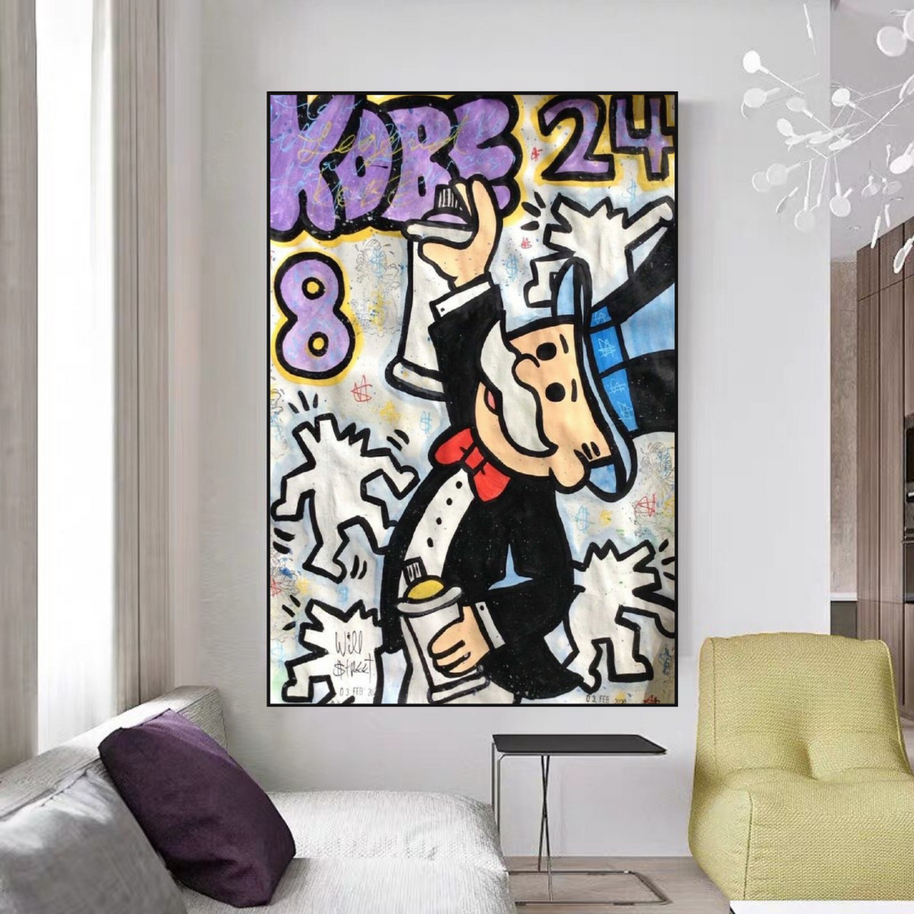 Kobe: Mr Monopoly Canvas Wall Art – Exclusive Design-MinimalisticDecor.com