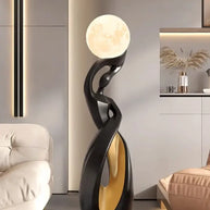 Lady of Globe Artistic Floor Lamp – Iron Body, Self-Contained Installation-MinimalisticDecor.com