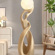 Lady of Globe Artistic Floor Lamp – Iron Body, Self-Contained Installation-MinimalisticDecor.com
