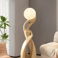 Lady of Globe Artistic Floor Lamp – Iron Body, Self-Contained Installation-MinimalisticDecor.com