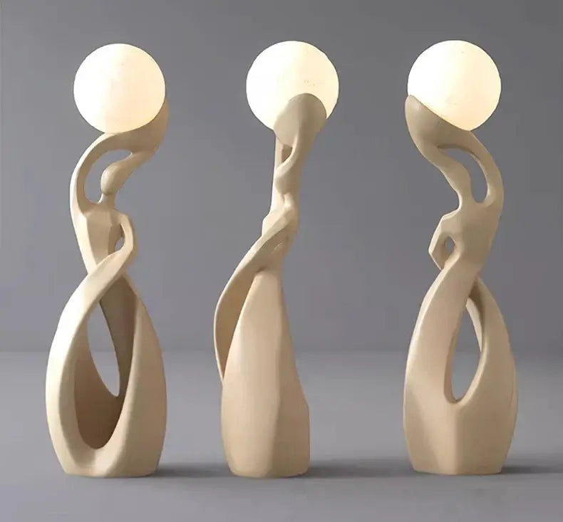 Lady of Globe Artistic Floor Lamp – Iron Body, Self-Contained Installation-MinimalisticDecor.com