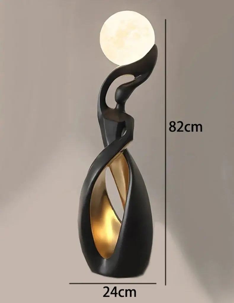 Lady of Globe Artistic Floor Lamp – Iron Body, Self-Contained Installation-MinimalisticDecor.com