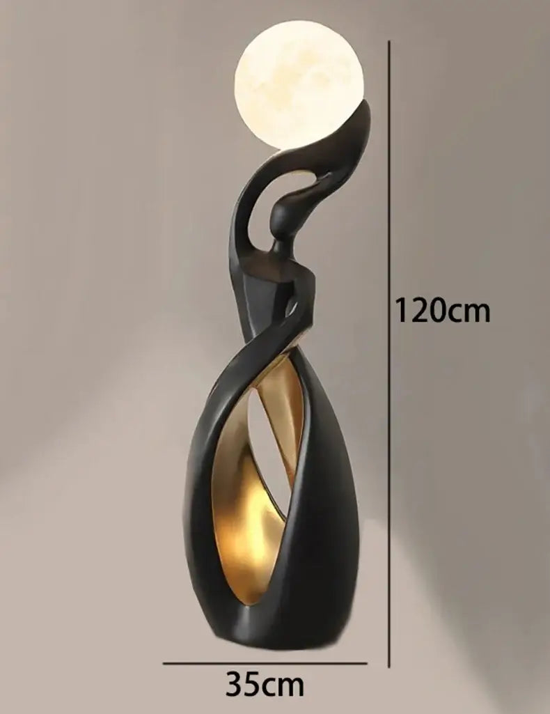 Lady of Globe Artistic Floor Lamp – Iron Body, Self-Contained Installation-MinimalisticDecor.com