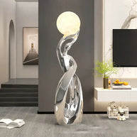 Lady of Globe Artistic Floor Lamp – Iron Body, Self-Contained Installation-MinimalisticDecor.com