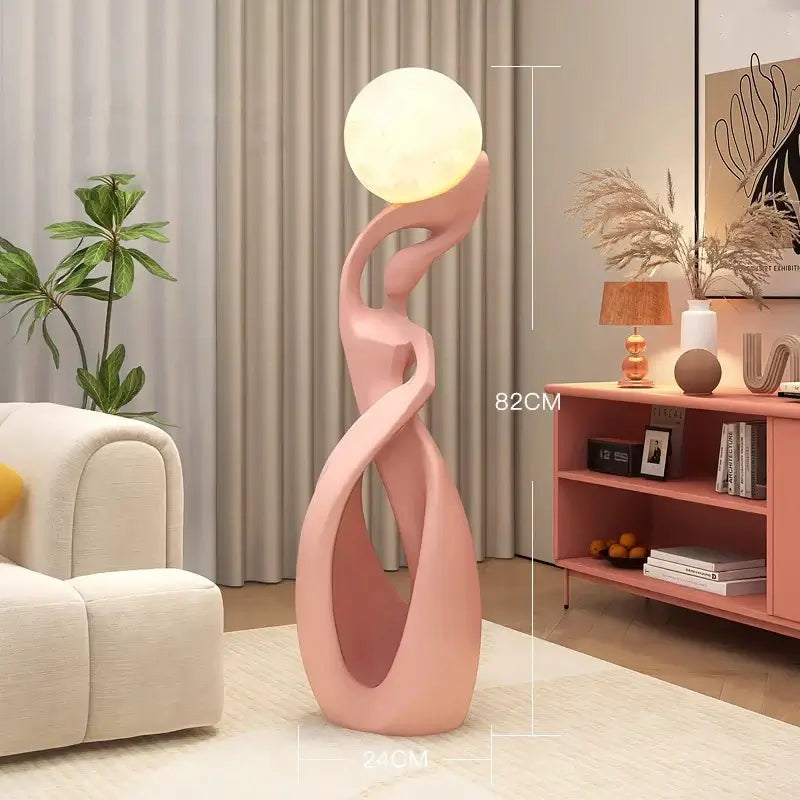 Lady of Globe Artistic Floor Lamp – Iron Body, Self-Contained Installation-MinimalisticDecor.com