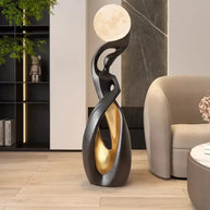 Lady of Globe Artistic Floor Lamp – Iron Body, Self-Contained Installation-MinimalisticDecor.com