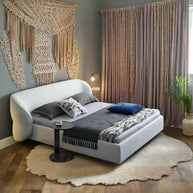 Lamb Fleece Curve Solid Wooden Bed Frame-MinimalisticDecor.com