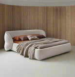 Lamb Fleece Curve Solid Wooden Bed Frame-MinimalisticDecor.com