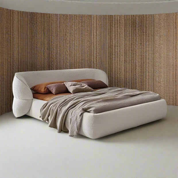 Lamb Fleece Curve Solid Wooden Bed Frame-MinimalisticDecor.com