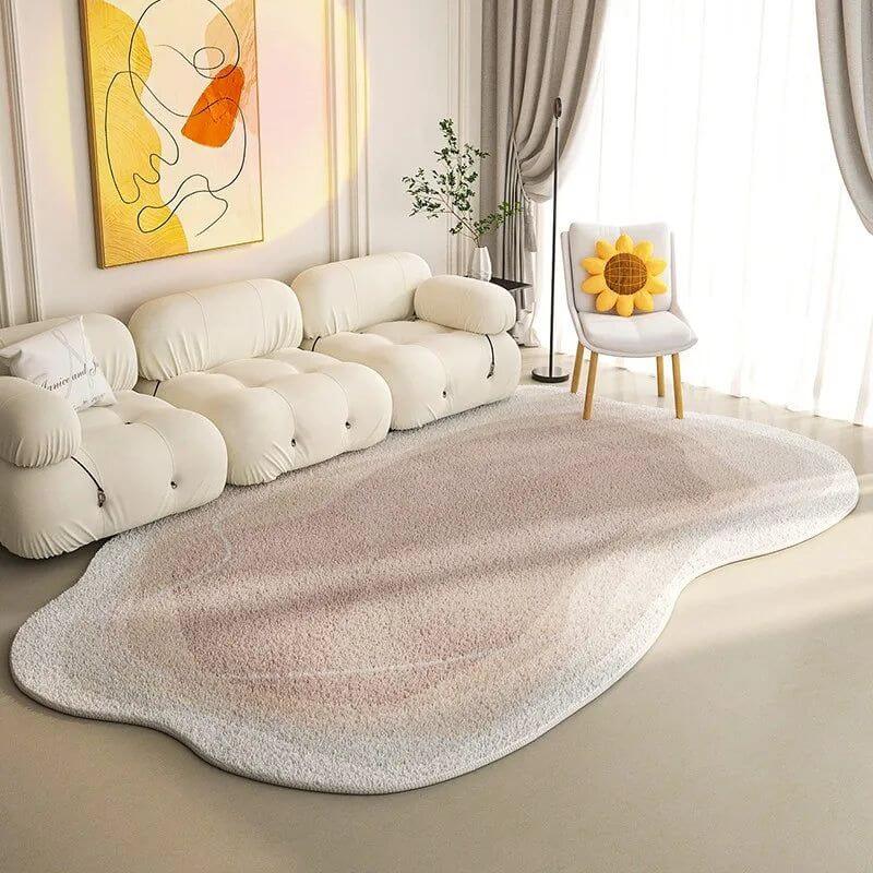 Lamb Wool Oval Kitten Touch Carpet: Cozy Elegance-MinimalisticDecor.com