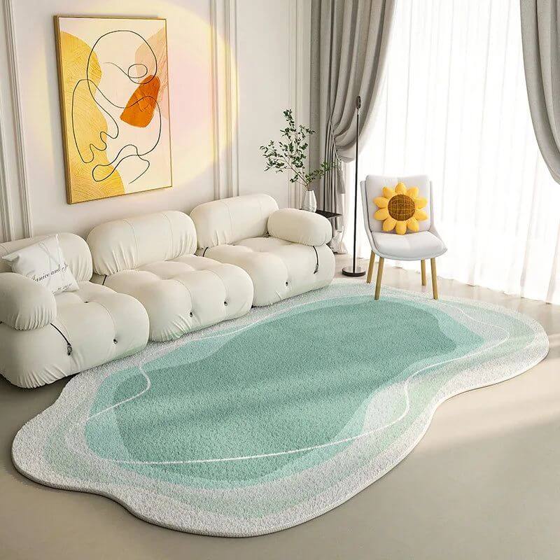 Lamb Wool Oval Kitten Touch Carpet: Cozy Elegance-MinimalisticDecor.com