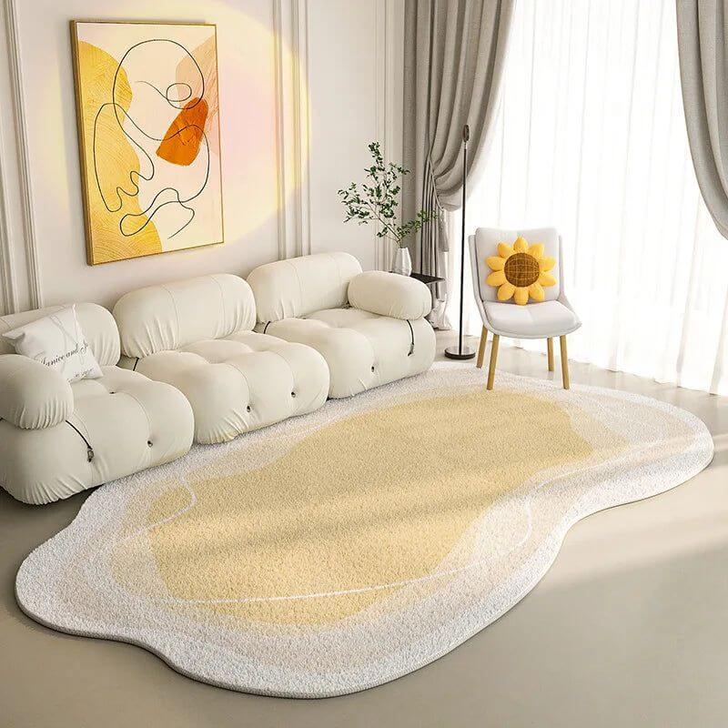 Lamb Wool Oval Kitten Touch Carpet: Cozy Elegance-MinimalisticDecor.com
