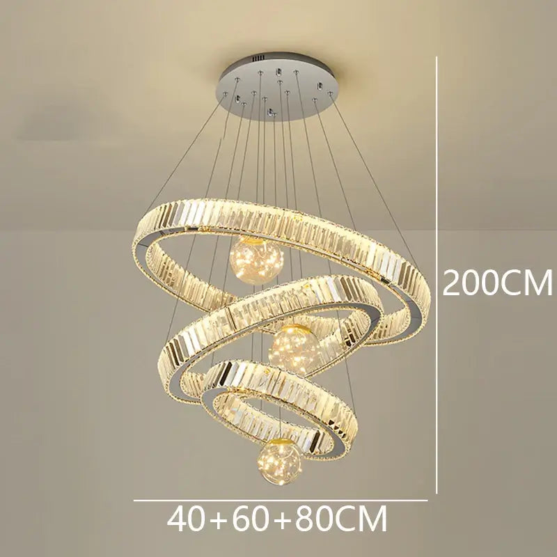 Large Swirl Crystal Ring Chandelier – Modern Pendant Lighting for High Ceilings-MinimalisticDecor.com