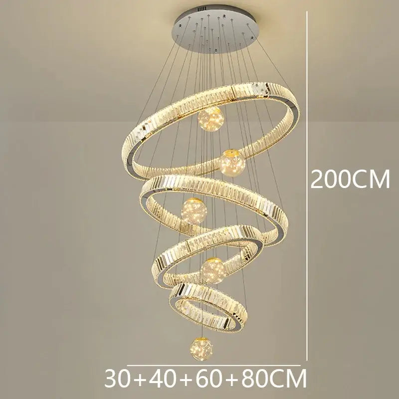 Large Swirl Crystal Ring Chandelier – Modern Pendant Lighting for High Ceilings-MinimalisticDecor.com